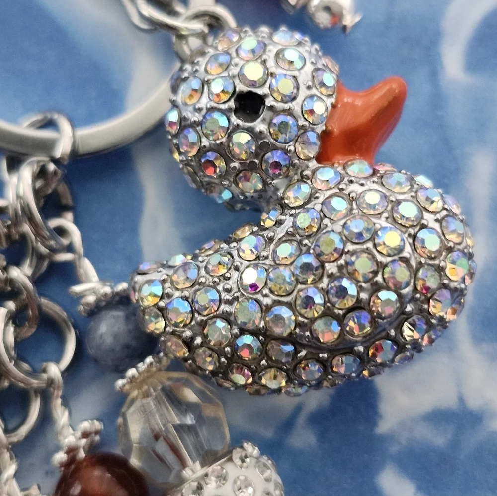 Duck Purse Charm or Keychain Carnelion Jasper Stone Glass Handcrafted